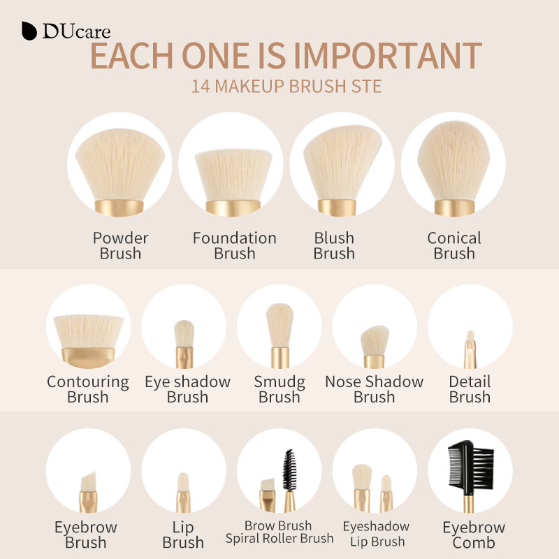 DUcare Foundation Meigipintsel Flat Top Buffing Brush Lauvärvi kontuuri puudripintsel Esiletõstja Meigipintslid Pliiats Maquiagem