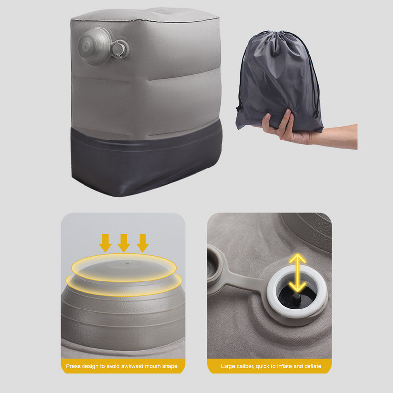 1 vnt. pilka PVC pripučiama kelioninė pagalvė pėdų atramos pagalvė vaikams skrydžio metu mieganti poilsio pagalvė ant lėktuvo automobilio autobuso pagalvė pėdoms