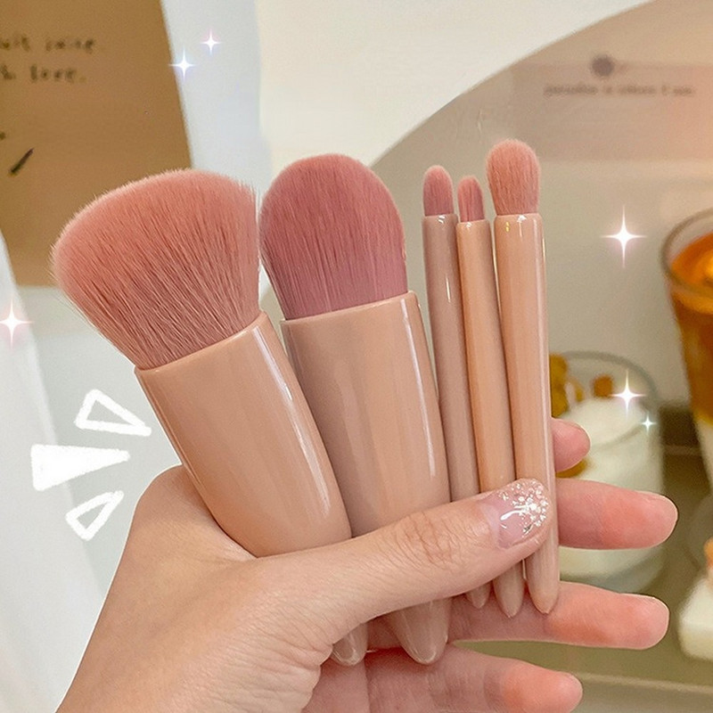 5vnt./rinkinys Nešiojami makiažo šepetėliai Mini Foundation Brush akių šešėlių šepetėlių rinkinys Fiber Soft makiažo šepetėliai moterims, pradedantiesiems