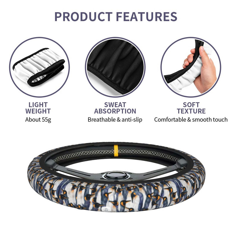 Κάλυμμα τιμονιού αυτοκινήτου Singing Penguin 37-38 Αντιολισθητικό Cartoon Animal Fashion Αξεσουάρ εσωτερικού χώρου σε στυλ αυτοκινήτου