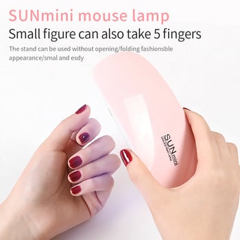 Μίνι λάμπα νυχιών 6W UV LED Gel Polish Cured Pink White Nail dryer Machine Portable USB Cable Home Nails Dry Tool for Gel Varnish