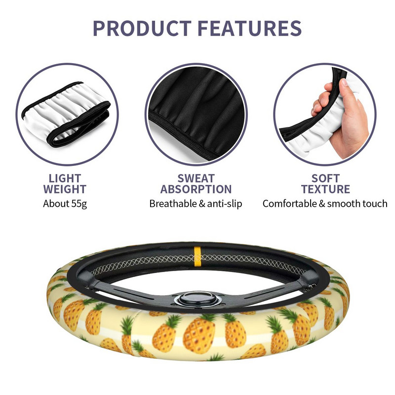 Pineapples automobilio vairo dangtelis 38 cm neslystantis automatinis vairo apsaugas madingi automobilių stiliaus automobilių priedai