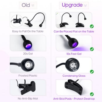 Led Nail Lights Dryer Ultraviolet UV Lamp Mini Flexible Clip-On Desk Gel USB Curing Manicure Pedicure