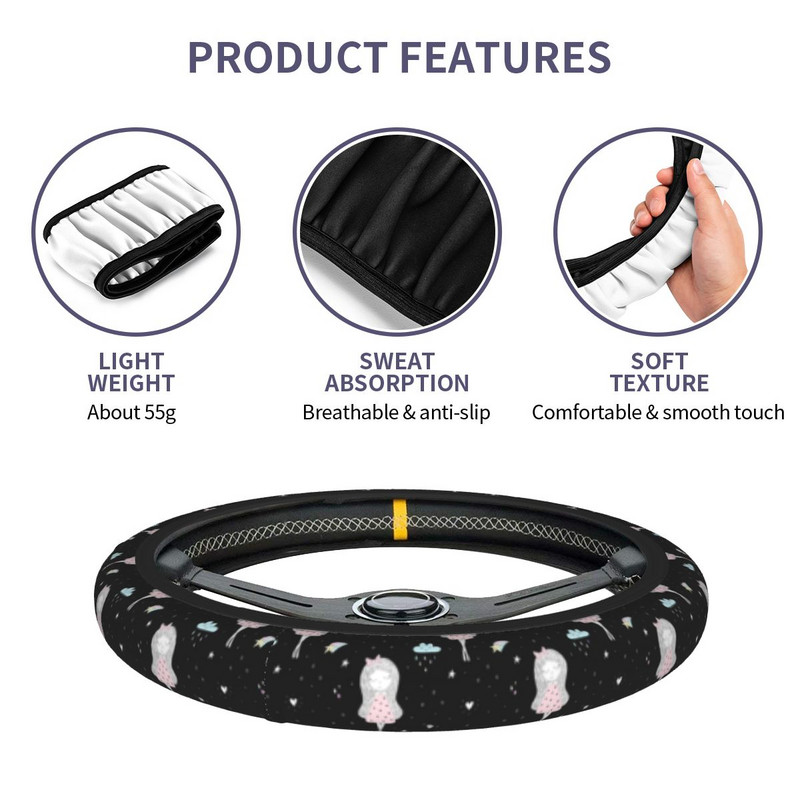 Automobilio vairo apdangalai Mieli baleto piešiniai Animacinių filmų pynė ant vairo dangtelio Automobilių apdaila Spalvingi automobilių priedai