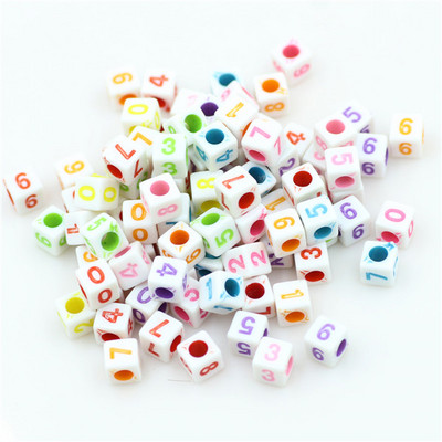 100 buc. Mărgele acrilice pătrate mixte cu litere rotunde de 6 mm Brelocuri cu numere de inimă libere pentru realizarea de bijuterii Accesorii pentru brățări