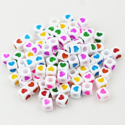 100 buc. Mărgele acrilice pătrate mixte cu litere rotunde de 6 mm Brelocuri cu numere de inimă libere pentru realizarea de bijuterii Accesorii pentru brățări