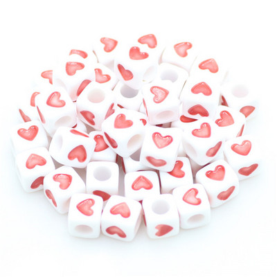 100 buc. Mărgele acrilice pătrate mixte cu litere rotunde de 6 mm Brelocuri cu numere de inimă libere pentru realizarea de bijuterii Accesorii pentru brățări