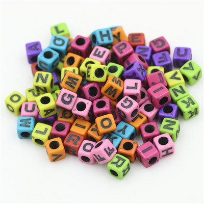 100 buc. Mărgele acrilice pătrate mixte cu litere rotunde de 6 mm Brelocuri cu numere de inimă libere pentru realizarea de bijuterii Accesorii pentru brățări