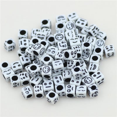 100 buc. Mărgele acrilice pătrate mixte cu litere rotunde de 6 mm Brelocuri cu numere de inimă libere pentru realizarea de bijuterii Accesorii pentru brățări