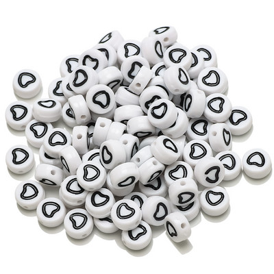100 buc. Mărgele acrilice pătrate mixte cu litere rotunde de 6 mm Brelocuri cu numere de inimă libere pentru realizarea de bijuterii Accesorii pentru brățări