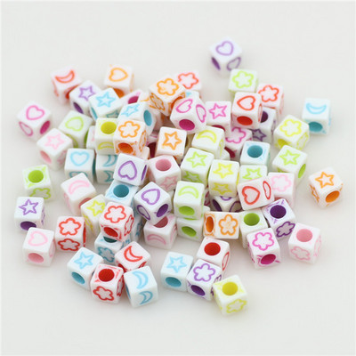 100 buc. Mărgele acrilice pătrate mixte cu litere rotunde de 6 mm Brelocuri cu numere de inimă libere pentru realizarea de bijuterii Accesorii pentru brățări