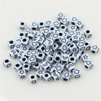 100 buc. Mărgele acrilice pătrate mixte cu litere rotunde de 6 mm Brelocuri cu numere de inimă libere pentru realizarea de bijuterii Accesorii pentru brățări