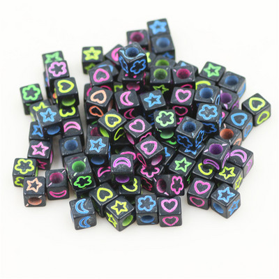 100 buc. Mărgele acrilice pătrate mixte cu litere rotunde de 6 mm Brelocuri cu numere de inimă libere pentru realizarea de bijuterii Accesorii pentru brățări