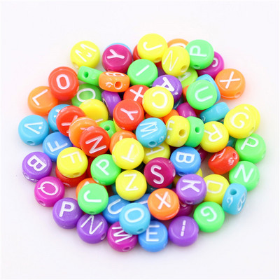 100 buc. Mărgele acrilice pătrate mixte cu litere rotunde de 6 mm Brelocuri cu numere de inimă libere pentru realizarea de bijuterii Accesorii pentru brățări