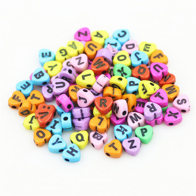 100 buc. Mărgele acrilice pătrate mixte cu litere rotunde de 6 mm Brelocuri cu numere de inimă libere pentru realizarea de bijuterii Accesorii pentru brățări