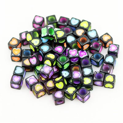 100 buc. Mărgele acrilice pătrate mixte cu litere rotunde de 6 mm Brelocuri cu numere de inimă libere pentru realizarea de bijuterii Accesorii pentru brățări