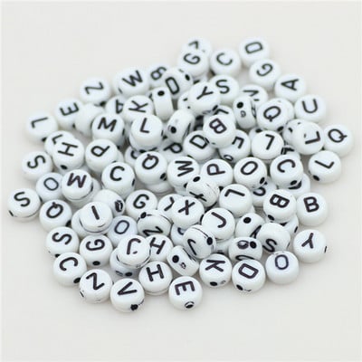 100 buc. Mărgele acrilice pătrate mixte cu litere rotunde de 6 mm Brelocuri cu numere de inimă libere pentru realizarea de bijuterii Accesorii pentru brățări