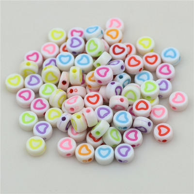 100 buc. Mărgele acrilice pătrate mixte cu litere rotunde de 6 mm Brelocuri cu numere de inimă libere pentru realizarea de bijuterii Accesorii pentru brățări