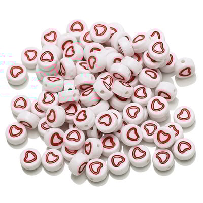 100 buc. Mărgele acrilice pătrate mixte cu litere rotunde de 6 mm Brelocuri cu numere de inimă libere pentru realizarea de bijuterii Accesorii pentru brățări