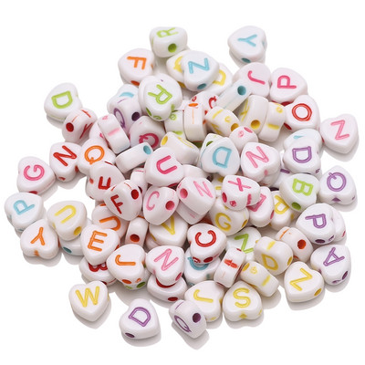 100 buc. Mărgele acrilice pătrate mixte cu litere rotunde de 6 mm Brelocuri cu numere de inimă libere pentru realizarea de bijuterii Accesorii pentru brățări