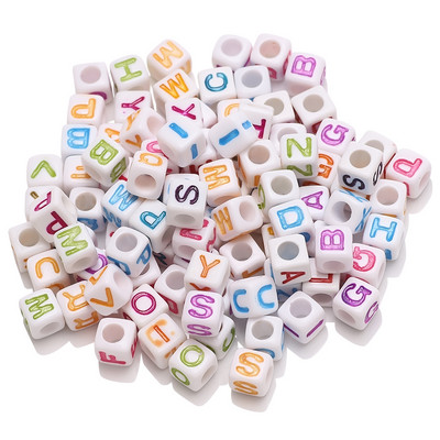 100 buc. Mărgele acrilice pătrate mixte cu litere rotunde de 6 mm Brelocuri cu numere de inimă libere pentru realizarea de bijuterii Accesorii pentru brățări