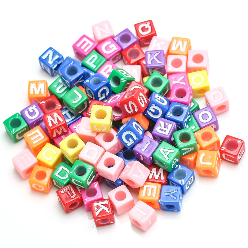 100 buc. Mărgele acrilice pătrate mixte cu litere rotunde de 6 mm Brelocuri cu numere de inimă libere pentru realizarea de bijuterii Accesorii pentru brățări