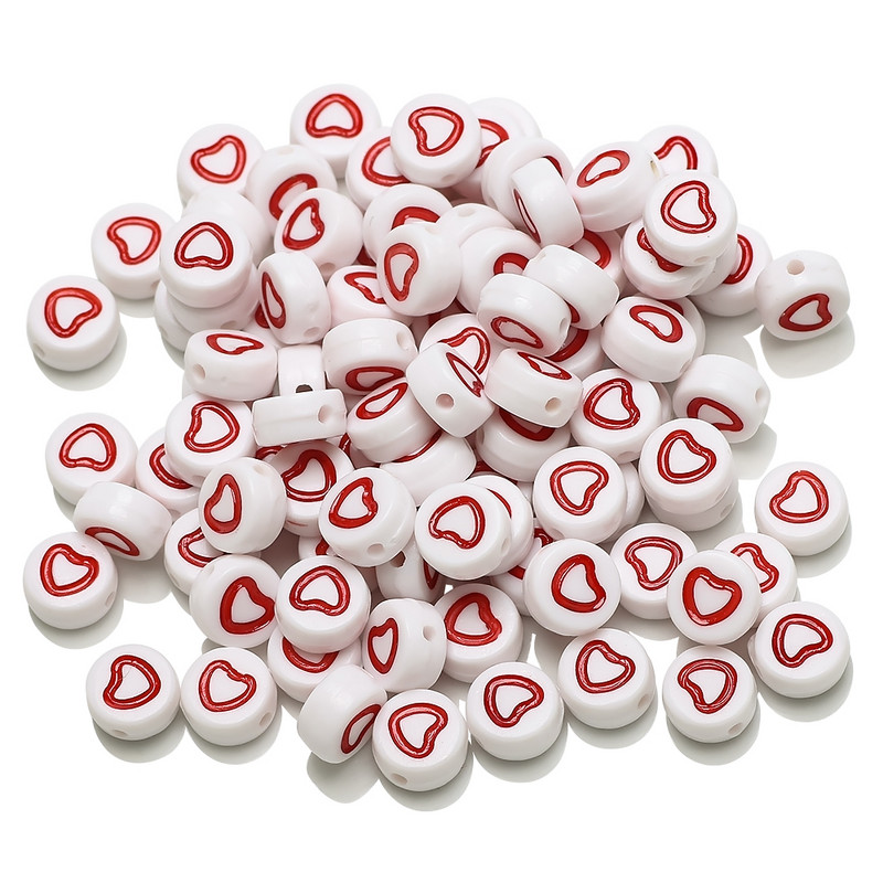 100 buc. Mărgele acrilice pătrate mixte cu litere rotunde de 6 mm Brelocuri cu numere de inimă libere pentru realizarea de bijuterii Accesorii pentru brățări