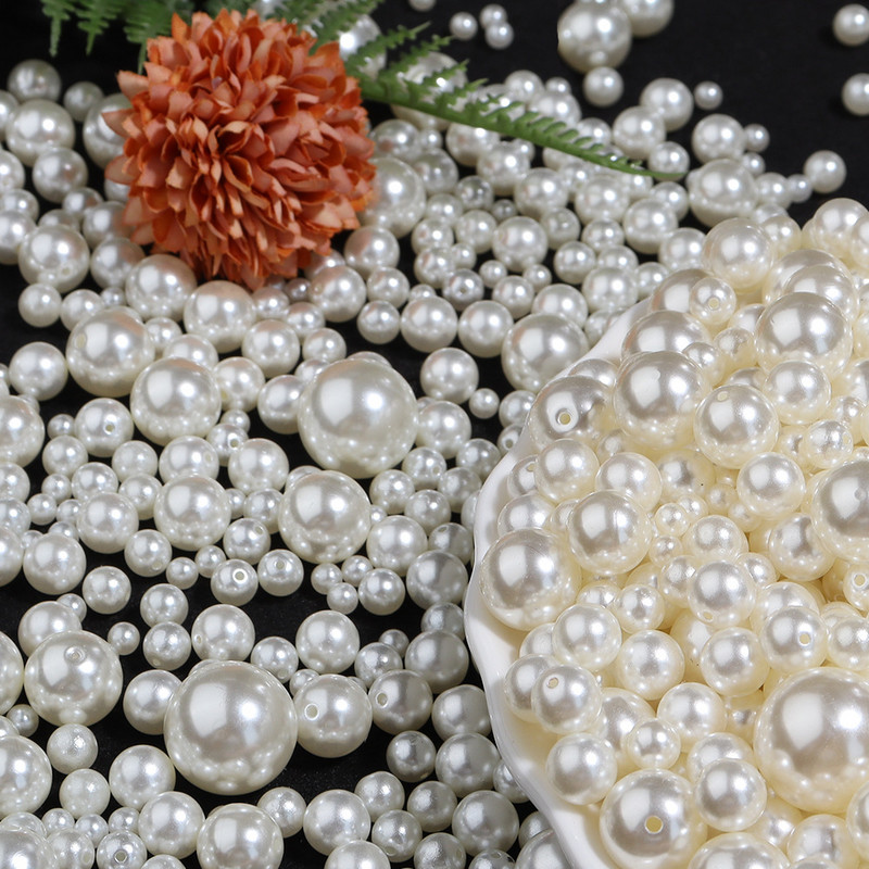 1000–50 tk ABS-i imitatsiooniga pärli, särav sirge auk, 3–12 mm mitut värvi DIY ümmargune rant ehete kaelakee valmistamise tarvis