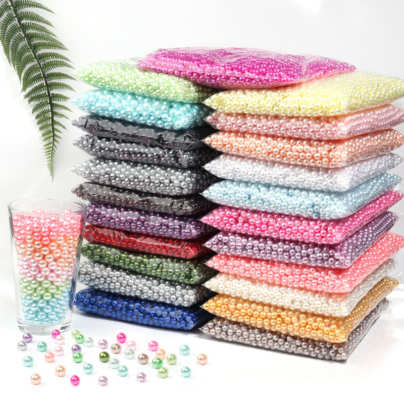 1000–50 tk ABS-i imitatsiooniga pärli, särav sirge auk, 3–12 mm mitut värvi DIY ümmargune rant ehete kaelakee valmistamise tarvis