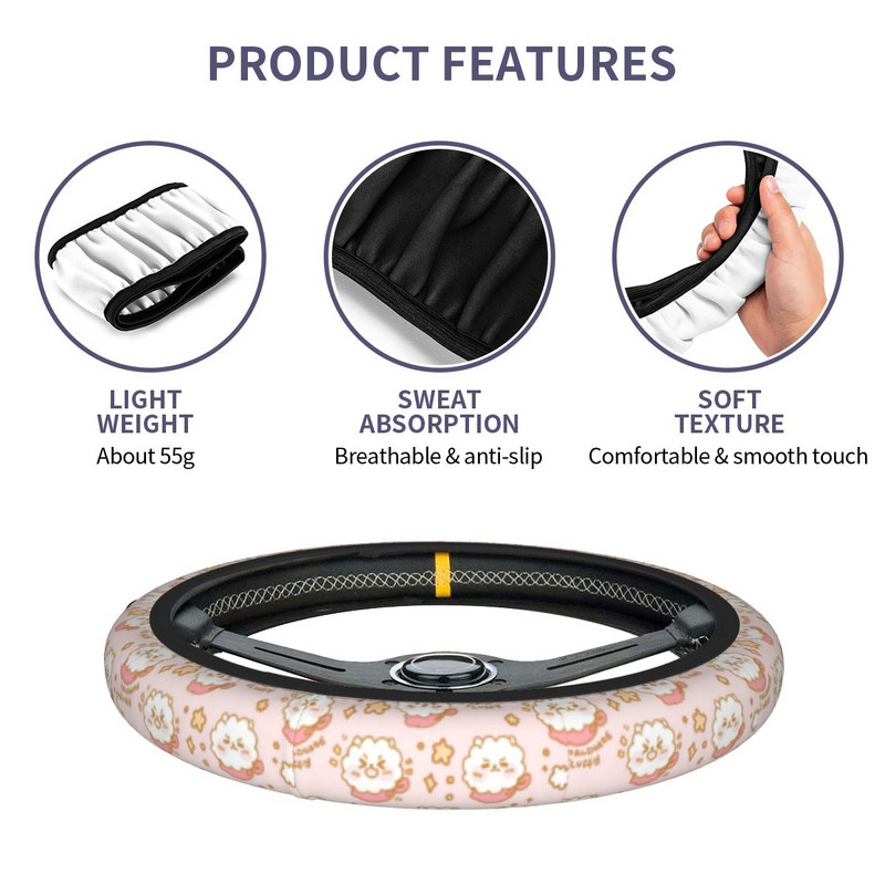 Auto rooliratta kate Korea Kpop libisemisvastane multifilmimuusika punutis rooli kaanel Auto stiiliga autotarvikud