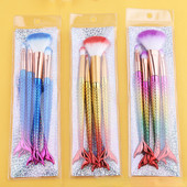 Merineitsi meigipintslite komplekt kosmeetiline puuder lauvärvi jumestuskreem Põsepuna pintsel Soft Beauty Make Up Tool Maquiagem 6 värvigradient