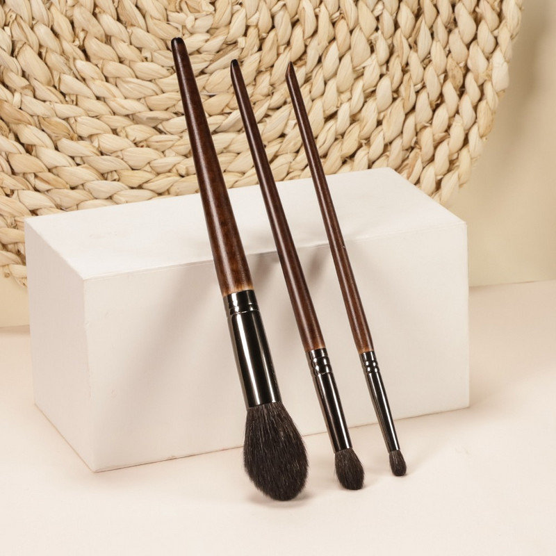 Set de perii OVW 3 bucăți, moale, natural, păr de capră, amestecarea detaliilor, cosmetice, machiaj, instrument de frumusețe Kabuki