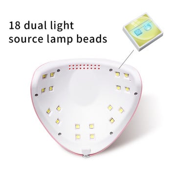 54W 18 LED Λάμπα στεγνώματος Μανικιούρ UV Στεγνωτήρα νυχιών Πολλαριστικό Gel Βερνίκι νυχιών Ενσωματωμένο Smart Timer USB Sun Light Nail Art Tools