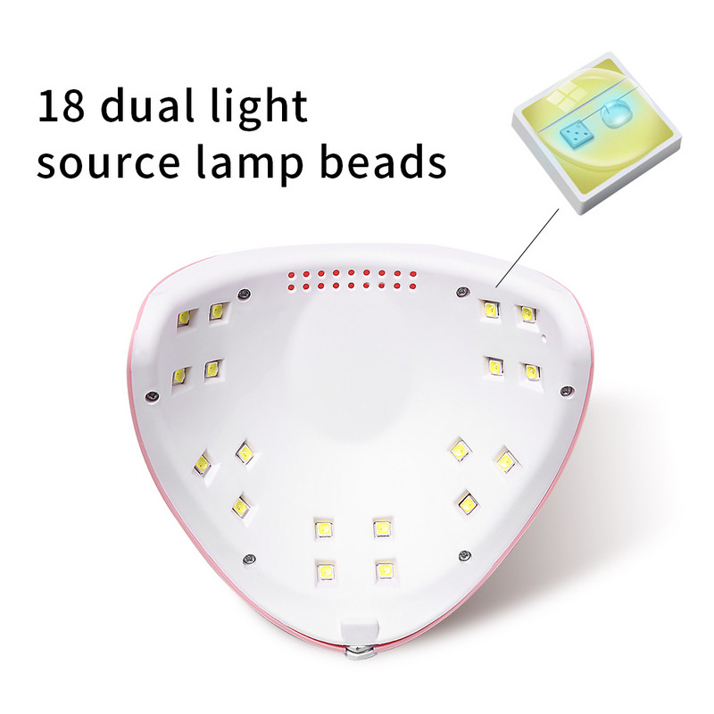 54W 18 LED kuivatuslamp maniküür UV küünekuivati kuivav geel-küünelakk Integreeritud USB Smart Timer päikesevalguse küünekunsti tööriistad