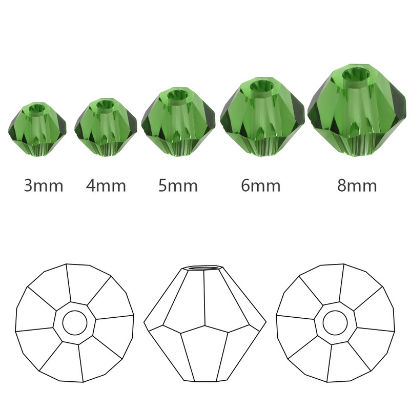 AAA Austrijske kristalne dvokonusne perle 2 3 4 6 8 mm Višebojne fasetirane staklene perle za odstojnike za izradu nakita Diy dodaci Veleprodaja