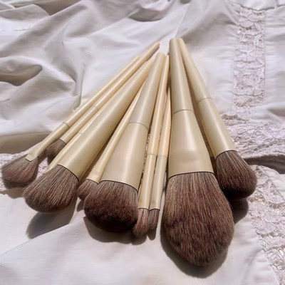 10 τμχ Μαλακό μπεζ πινέλα μακιγιάζ Σετ για σκιές ματιών Loose Powder Blush Contour Highlighter Foundation Concealer Cosmetic Tool