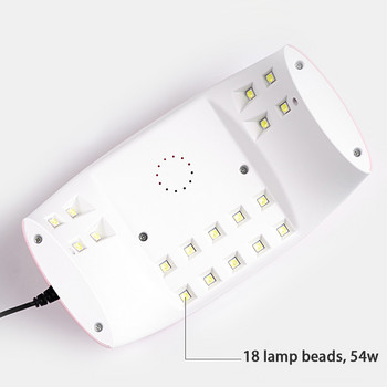 1 τεμ Ροζ φιόγκο στεγνωτήριο νυχιών 52W φορητό καλώδιο USB Λάμπα νυχιών για στέγνωμα βερνίκι νυχιών με 18 τμχ Χάντρες UV LED Λάμπα*
