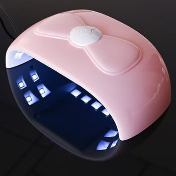 1 τεμ Ροζ φιόγκο στεγνωτήριο νυχιών 52W φορητό καλώδιο USB Λάμπα νυχιών για στέγνωμα βερνίκι νυχιών με 18 τμχ Χάντρες UV LED Λάμπα*