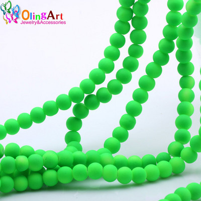OlingArt Gumi Üveggyöngyök Magas 6MM minőség 100 DB/tétel cukorka színű neon matt laza kézzel készített ékszer készítés karkötő barkácsolás