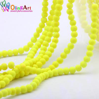 OlingArt Gumi Üveggyöngyök Magas 6MM minőség 100 DB/tétel cukorka színű neon matt laza kézzel készített ékszer készítés karkötő barkácsolás