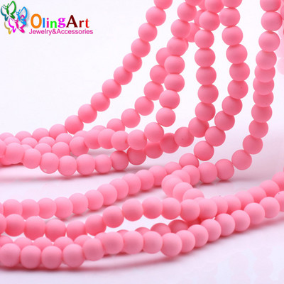 OlingArt Gumi Üveggyöngyök Magas 6MM minőség 100 DB/tétel cukorka színű neon matt laza kézzel készített ékszer készítés karkötő barkácsolás