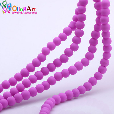 OlingArt Gumi Üveggyöngyök Magas 6MM minőség 100 DB/tétel cukorka színű neon matt laza kézzel készített ékszer készítés karkötő barkácsolás