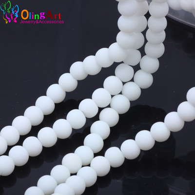 OlingArt Gumi Üveggyöngyök Magas 6MM minőség 100 DB/tétel cukorka színű neon matt laza kézzel készített ékszer készítés karkötő barkácsolás