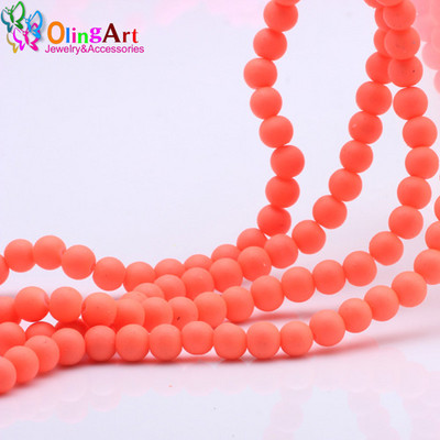 OlingArt Gumi Üveggyöngyök Magas 6MM minőség 100 DB/tétel cukorka színű neon matt laza kézzel készített ékszer készítés karkötő barkácsolás