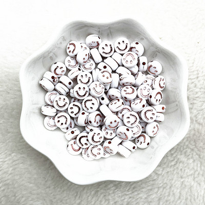 ΝΕΑ 100-400 τμχ 7x4mm Οβάλ Σχήμα χαμογελαστό Πρόσωπο Ακρυλικές Χαλαρές Χάντρες για Κοσμήματα που Κατασκευάζουν DIY Χειροποίητα Αξεσουάρ Βραχιόλι