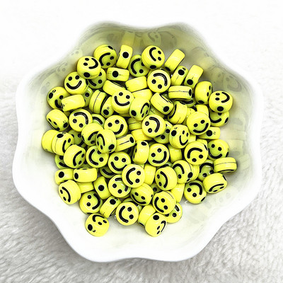 ΝΕΑ 100-400 τμχ 7x4mm Οβάλ Σχήμα χαμογελαστό Πρόσωπο Ακρυλικές Χαλαρές Χάντρες για Κοσμήματα που Κατασκευάζουν DIY Χειροποίητα Αξεσουάρ Βραχιόλι
