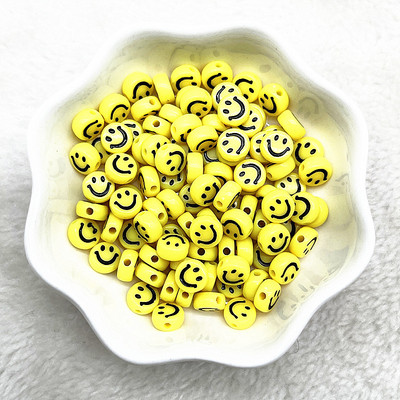 ΝΕΑ 100-400 τμχ 7x4mm Οβάλ Σχήμα χαμογελαστό Πρόσωπο Ακρυλικές Χαλαρές Χάντρες για Κοσμήματα που Κατασκευάζουν DIY Χειροποίητα Αξεσουάρ Βραχιόλι