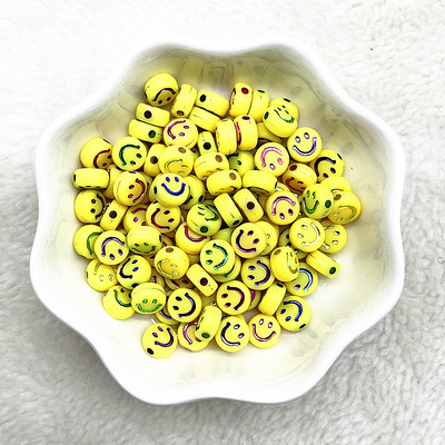 ΝΕΑ 100-400 τμχ 7x4mm Οβάλ Σχήμα χαμογελαστό Πρόσωπο Ακρυλικές Χαλαρές Χάντρες για Κοσμήματα που Κατασκευάζουν DIY Χειροποίητα Αξεσουάρ Βραχιόλι