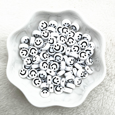 ΝΕΑ 100-400 τμχ 7x4mm Οβάλ Σχήμα χαμογελαστό Πρόσωπο Ακρυλικές Χαλαρές Χάντρες για Κοσμήματα που Κατασκευάζουν DIY Χειροποίητα Αξεσουάρ Βραχιόλι
