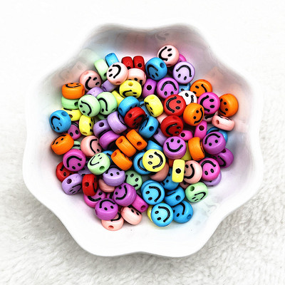 ΝΕΑ 100-400 τμχ 7x4mm Οβάλ Σχήμα χαμογελαστό Πρόσωπο Ακρυλικές Χαλαρές Χάντρες για Κοσμήματα που Κατασκευάζουν DIY Χειροποίητα Αξεσουάρ Βραχιόλι